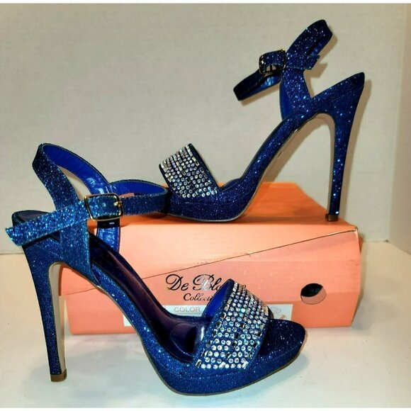 NIB - De Blossom Collection Blue Charlie Crystal Stiletto, Size 6 - Picture 2 of 11